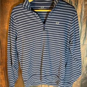 Vineyard Vines Blue and White Striped Quarter -Zip Pullover